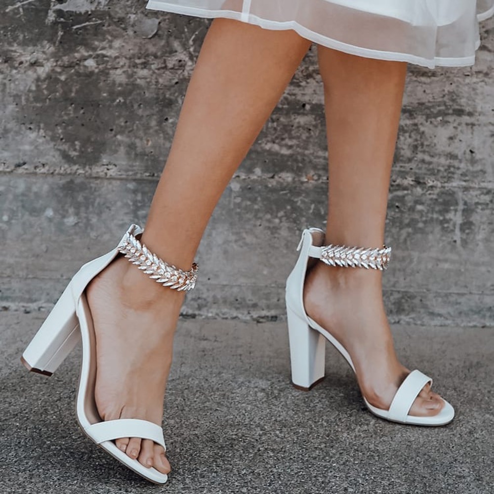 Lulu’s Mylan White Ankle Strap Heel